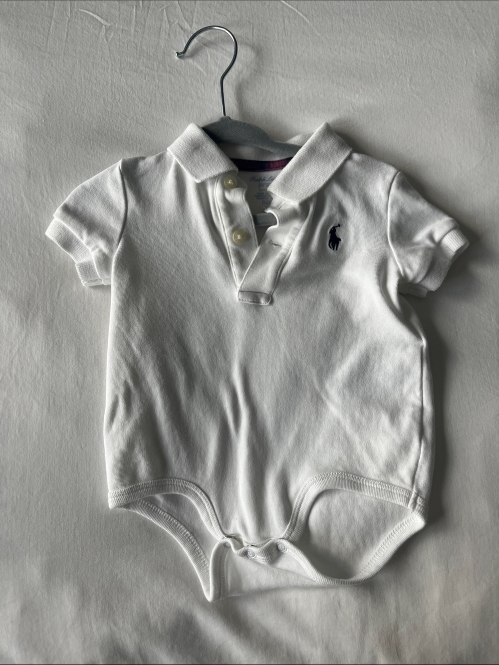 Ralph Lauren Baby Polo Bodysuit - White with Navy Pony